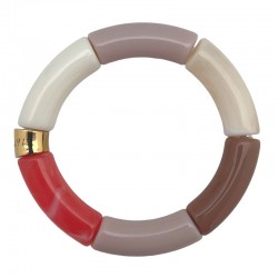 Bracelet jonc élastiqué DOCE 1- Rose, marron, blanc, beige & taupe - PARABAYA