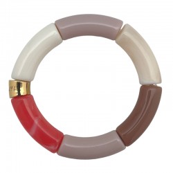 Bracelet jonc élastiqué DOCE 1- Rose, marron, blanc, beige & taupe - PARABAYA