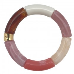 Bracelet jonc élastiqué DOCE 3 - Parme écaille rose & beige crème PARABAYA