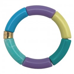 Bracelet jonc élastiqué ROXO 3 - Vert turquoise violet & jaune PARABAYA