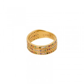 Bague large NIGHT MULTI Or & Cristaux multicolores - Une à Une