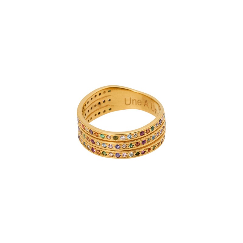 Bague large NIGHT MULTI Or & Cristaux multicolores - Une à Une