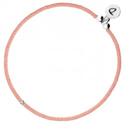 Bracelet fin élastiqué Argent & Perles Miyuki rose corail signé DORIANE Bijoux