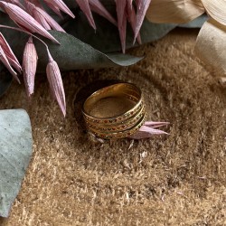 Bague large NIGHT MULTI Or & Cristaux multicolores TAILLE 50