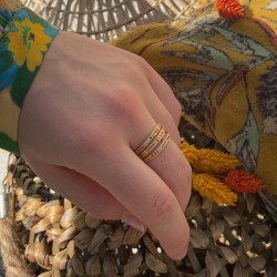 Bague large NIGHT MULTI Or & Cristaux multicolores TAILLE 50