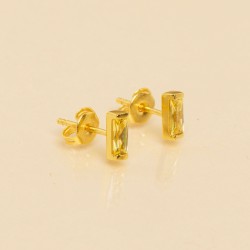 Boucles d'oreilles puces CRYSTAL Or - Barrette cristal jaune
