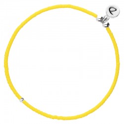 Bracelet fin élastiqué Argent & Perles Miyuki jaune fluo signé DORIANE Bijoux