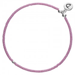 Bracelet fin élastiqué Argent & Perles Miyuki framboise signé DORIANE Bijoux