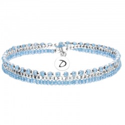 Bracelet multi tours élastiqué HEAVEN argent & Perles bleu brillant DORIANE BIJOUX