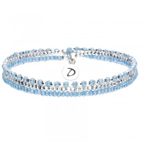 Bracelet multi tours élastiqué HEAVEN argent & Perles bleu brillant DORIANE BIJOUX