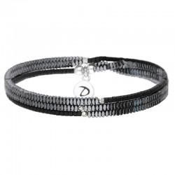 Bracelet 3 tours élastique Asymétrique - Perles & Hématites noires DORIANE BIJOUX