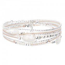 Bracelet multitours VIRTUOSE beige crème - Opalines & Pierre de Lune DORIANE