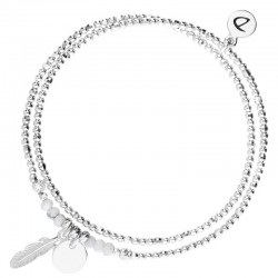 Bracelet multitours élastiqué argent - Howlites, Pastille & Plume DORIANE