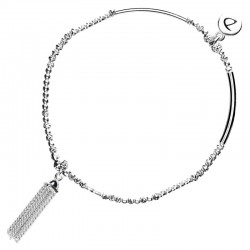 Bracelet fin élastiqué argent - Tubes, Perles & Pompon DORIANE