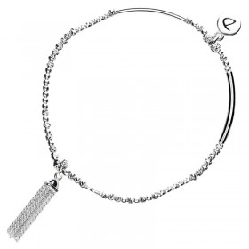 Bracelet fin élastiqué argent - Tubes, Perles & Pompon DORIANE