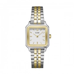 Montre Gracieuse  petite, couleur or argent, cadran carré blanc & bracelet oyster CLUSE MONTRES