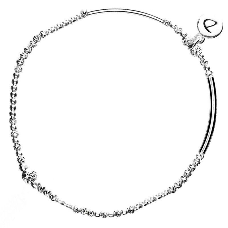 Bracelet fin élastiqué en argent - Tubes & Perles diamantées DORIANE BIJOUX