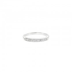 Bague fine anneau en argent - Demi alliance sertie de 11 mini zircons blancs - DORIANE