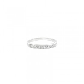 Bague fine anneau en argent - Demi alliance sertie de 11 mini zircons blancs - DORIANE