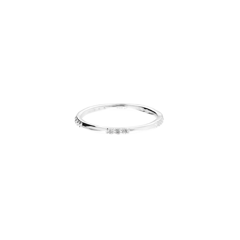 Bague fine anneau en argent -  Alliance sertie de 15 mini zircons blancs DORIANE