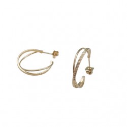 Boucles d'oreilles créoles JEANNE Or - Deux anneaux, ciselé lisse - 20mm Fabien Ajzenberg