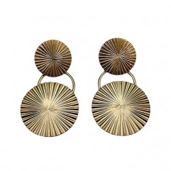 Boucles d'oreilles pendantes GRANDE LUZ Or - Soleils sculptés designs - Fabien Ajzenberg