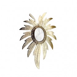 Broche femme pin's PALMIER Or - Feuille & Nacre en cabochon Fabien ajzenberg
