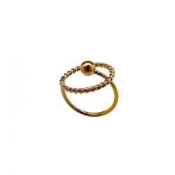 Bague ajustable MARION B Or - Perle dorée & anneau torsadé FABIEN AJZENBERT