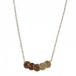 Collier court OLIVIA Or - Chaîne fine & Plastron médailles martelées