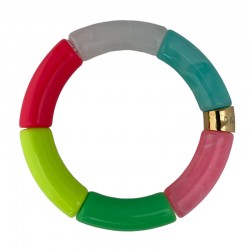 Bracelet jonc élastiqué PIPOCA NEON 3 - Turquoise Rose, jaune & vert fluo PARABAYA