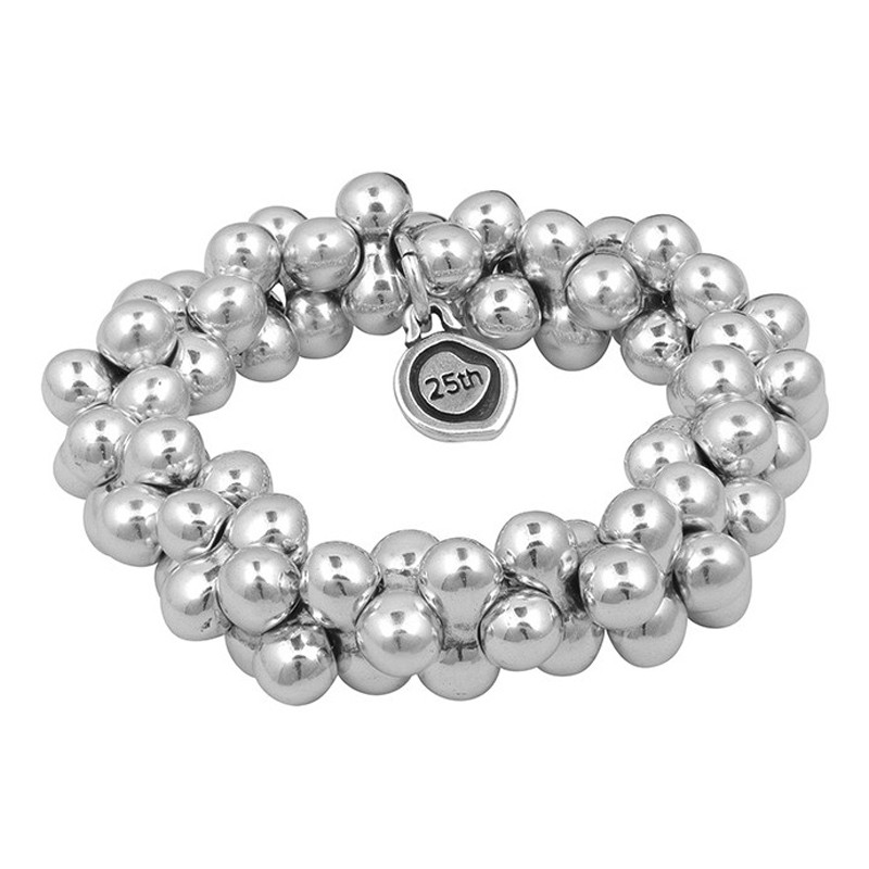 Bracelet gourmette NILA métal - Sphères de boules & Plaque 25th CICLON