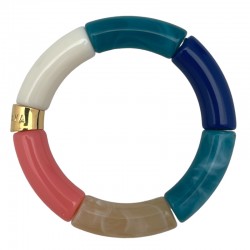 Bracelet jonc élastiqué VERAO 1 - Rose beige bleu & Blanc PARABAYA
