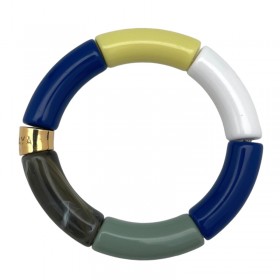 Bracelet jonc élastiqué PIPOCA IGUACU 2 - Bleu blanc vert & jaune PARABAYA