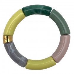 Bracelet jonc élastiqué PIPOCA KIWI 1 - Rose beige vert & jaune PARABAYA
