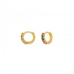 Boucles d'oreilles mini créoles Or - Zircons multicolors Une à Une