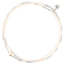 Chevillère fine Double tours argent - Perles crème & Nacre - DORIANE Bijoux