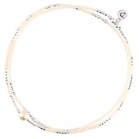 Chevillère fine Double tours argent - Perles crème & Nacre - DORIANE Bijoux