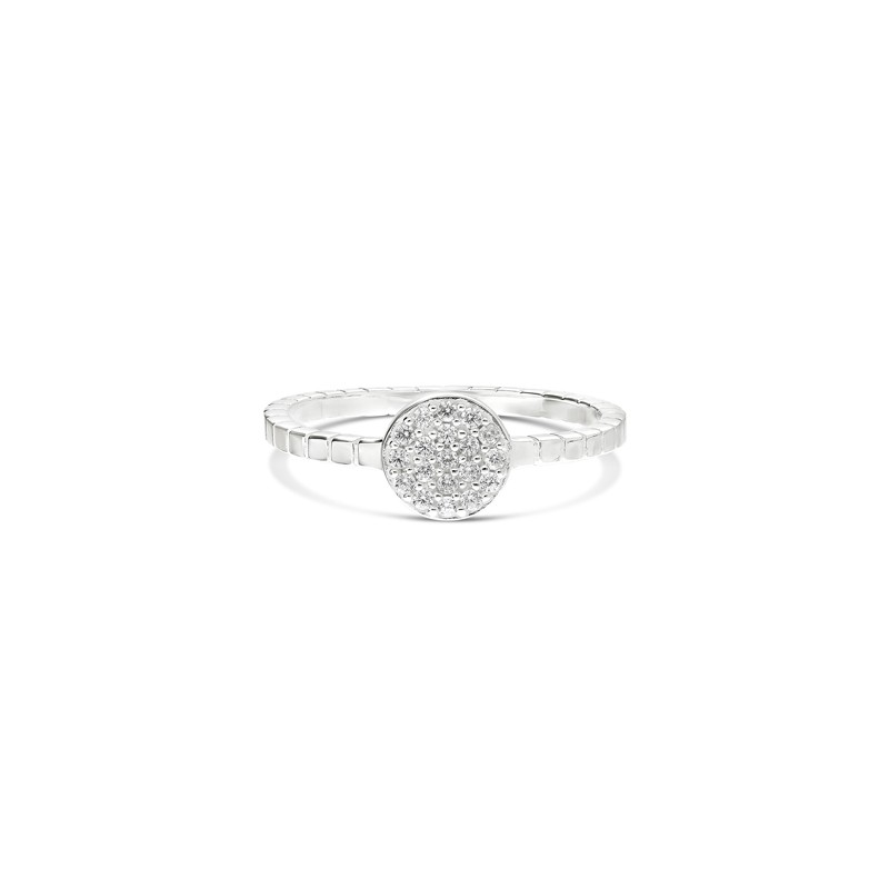 Bague fine anneau en argent - Anneau petits carrés & Rond zircons - DORIANE BIJOUX