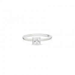 Bague fine anneau en argent - Anneau & Carré zircon blanc