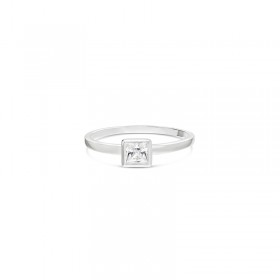 Bague fine anneau en argent - Anneau & Carré zircon blanc