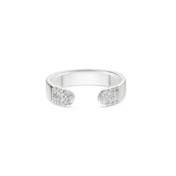 Bague fine ajustable TILOS en argent - Anneau ouvert pavé zircons - DORIANE Bijoux