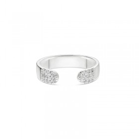 Bague fine ajustable TILOS en argent - Anneau ouvert pavé zircons - DORIANE Bijoux