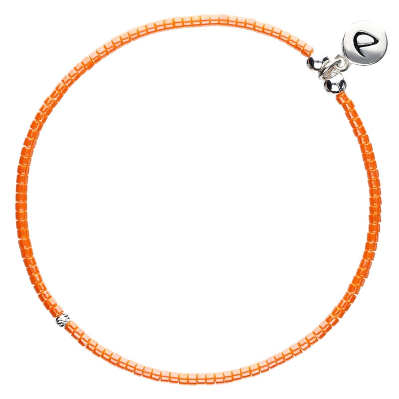 Bracelet fin élastiqué Argent & Perles Miyuki orange - DORIANE Bijoux