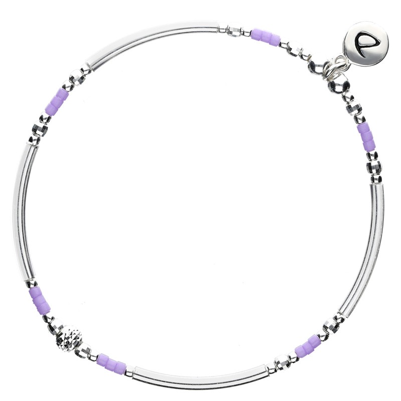 Bracelet fin élastiqué PORTO-VECCHIO argent, Tubes & Perles violettes DORIANE Bijoux Bracelet fin élastiqué PORTO-VECCHIO argent, Tubes & Perles violettes DORIANE Bijoux