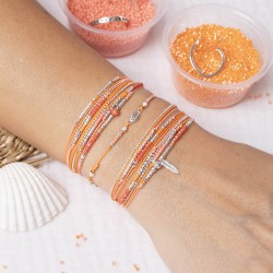 Bracelet multitours ATLANTA argent - Cordons & Perles orange
