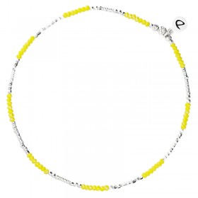 Chevillère élastique fine argent & Perles de verre JAUNE - DORIANE Bijoux