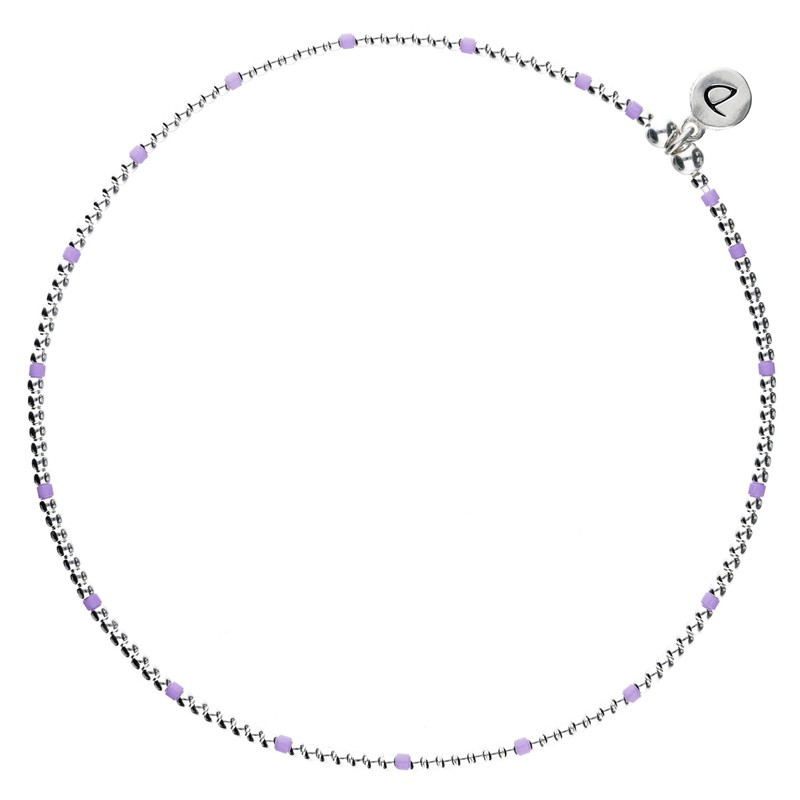 Chevillère élastique fine argent ANTALYA - Perles violet mate en Miyuki - DORIANE Bijoux Chevillère élastique fine argent ANTALYA - Perles violet mate en Miyuki - DORIANE Bijoux
