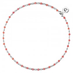 Chevillère élastique fine argent & Perles corail FIRA - DORIANE Bijoux