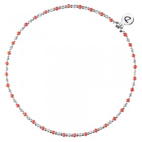 Chevillère élastique fine argent & Perles corail FIRA - DORIANE Bijoux