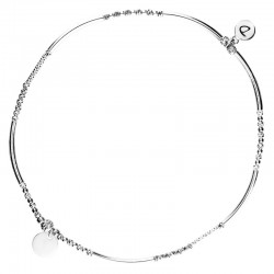 Chevillère élastique fine argent - Perles tubes & Petite pastille - DORIANE Bijoux